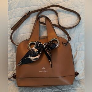 Nanette Lepore Brown Hand Bag/Crossbody with Twilly Scarf Accent.